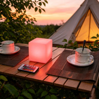 Lampe de table décorative en forme de cube à LED changeant de couleur, rechargeable par USB, télécommande, lampe de table à manger, lampe d'ambiance pour le camping