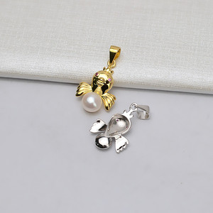 Pendentif coq en argent S925, 7-9, zodiaque chinois, accessoire de coiffure féminin, perle, bijoux DIY, semi-fini, 610 breloques - Product Image 2