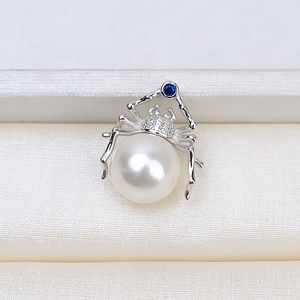 Colgante de Araña de Plata S925 con Perlas de Cabello Fetal de 9-12 mm, Base Hueca Barroca, Accesorio para Collar de Mujer, 1596 - Product Image 3