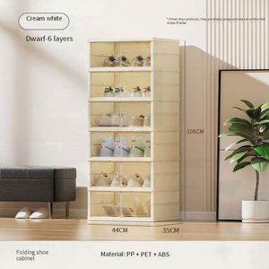 <b>Folding</b> Square PP Transparent Injection-Molded Eco-Friendly White/Black Heavy-Duty Shoe Cabinet Large Capacity <b>Storage</b> <b>Box</b> - Product Image 5
