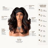 Perruque synthétique résistante à la chaleur pour femme, avec bandeau réglable sans colle, boucles crépues, ondulations profondes, mèches auburn noires, pour usage quotidien – Fournisseur d'usine
