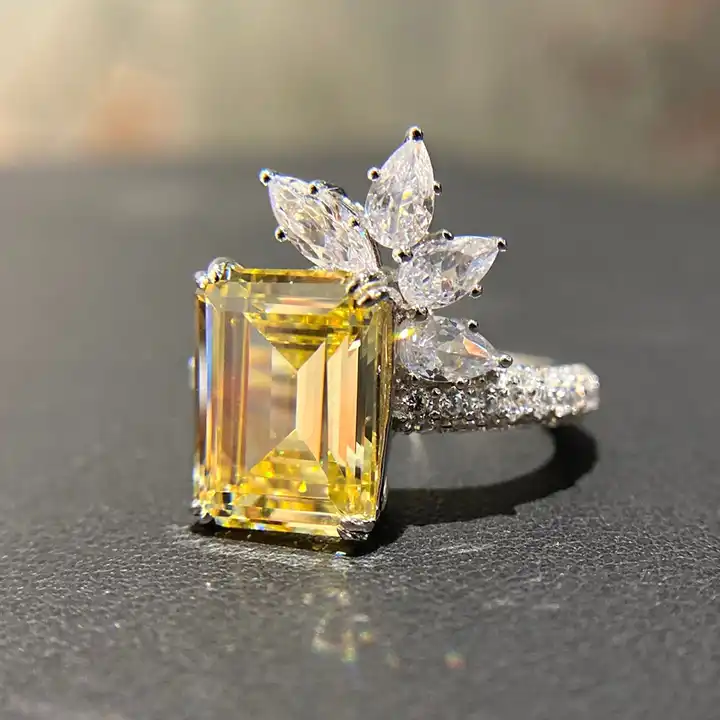 Soleil Yellow Zircon & Diamond Halo Ring - Johnny Jewelry