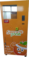 Máquina expendedora automática de jugo de naranja fresco a la venta, billete de moneda en línea, código QR, tarjeta bancaria, sistema de pago con tarjeta de crédito