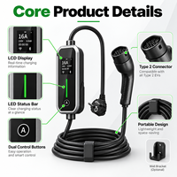 Chargeur mural pour véhicules électriques de type 2 CE RoHS 3,5 kW 7 kW 11 kW 16 A 32 A 230 V 380 V avec application WiFi Bluetooth, réglage du courant, IP65 IK10, fournisseur OEM