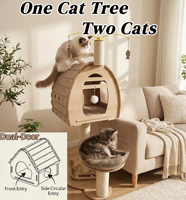 Arbre à chat de luxe personnalisé, écologique, multi-niveaux, en bois et sisal, avec maisonnette et condo moderne, facile à assembler