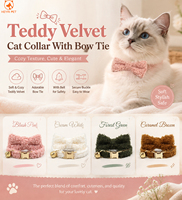 Collier pour chat en velours doux avec nœud papillon, collier pour chat réglable et confortable, accessoires personnalisés pour animaux de compagnie pour chats et chiots