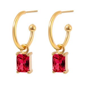 Boucles d'oreilles créoles en argent sterling plaqué or 18 carats avec breloque en zircon, style minimaliste tendance, pour femme, à porter au quotidien, JUSTOP - Product Image 2