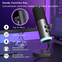 Professionelles OEM XLR USB Dynamisches Mikrofon mit RGB-Beleuchtung für Podcast-Aufnahmen, PC, Computer, Gaming und Streaming