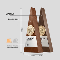 Trophées JN en bois massif Plaque de trophée en bois gravée créative personnalisée Trophée de récompense en bois d'entreprise avec métal
