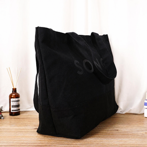 BSCI <b>Large</b> Capacity Washable Recyclable Tote Crossbody <b>Bag</b> Custom Printed/Embroidery Letter Logo Black <b>Canvas</b> Tote <b>Bag</b> - Product Image 3