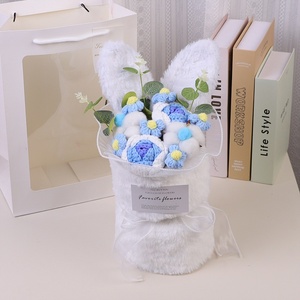Diseño de alta calidad, flor de ganchillo, decoración de Orejas de conejo para regalos de vacaciones, flores artificiales, conjunto de ramo de flores de ganchillo, regalos - Product Image 4