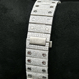 Super Shiny Premium VVS Iced Out Handset White Moissanite Diamond Bezel orologio personalizzato per uomo e donna - Product Image 4