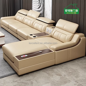 Thiết Kế Hiện Đại Nhà Góc Ghế Sofa Phòng Khách Đặt Đồ Nội Thất L Hình Dạng Cắt Sang Trọng Modular Sofa Da - Product Image 3
