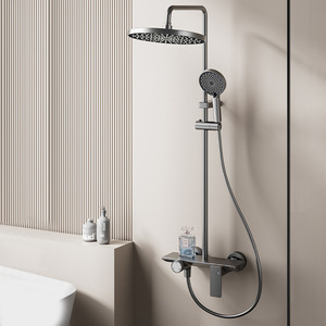 Juego de Ducha Moderno de Lujo en Gris Metálico para Hotel, Grifo Mezclador de Ducha, Sistema Completo para Baño, Efecto Lluvia, Alta Calidad - Product Image 2