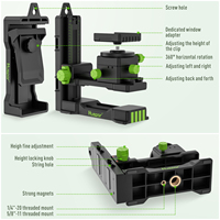 Adaptateur de niveau laser Huepar PV11+ avec support de réglage fin, base pivotante magnétique, rotation à 360°