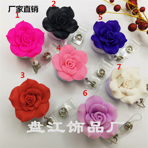 <b>Light</b> clay rose <b>pull</b> tab, flower hiking keychain, polymer clay rose <b>pull</b> tab nurse name tag - Product Image 1