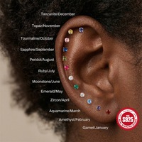 Glowluxe - Pendientes de Plata de Ley 925 con Piedra de Nacimiento, Diseño Moderno con Cuatro Puntas y Bola Decorativa en Tono Dorado