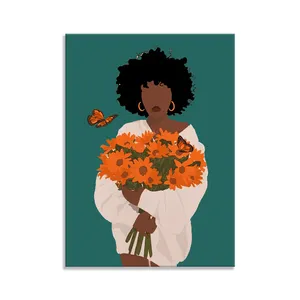 花の美しさ女性のテーマプリント壁アート工場卸売カスタムパターンキャンバス印刷