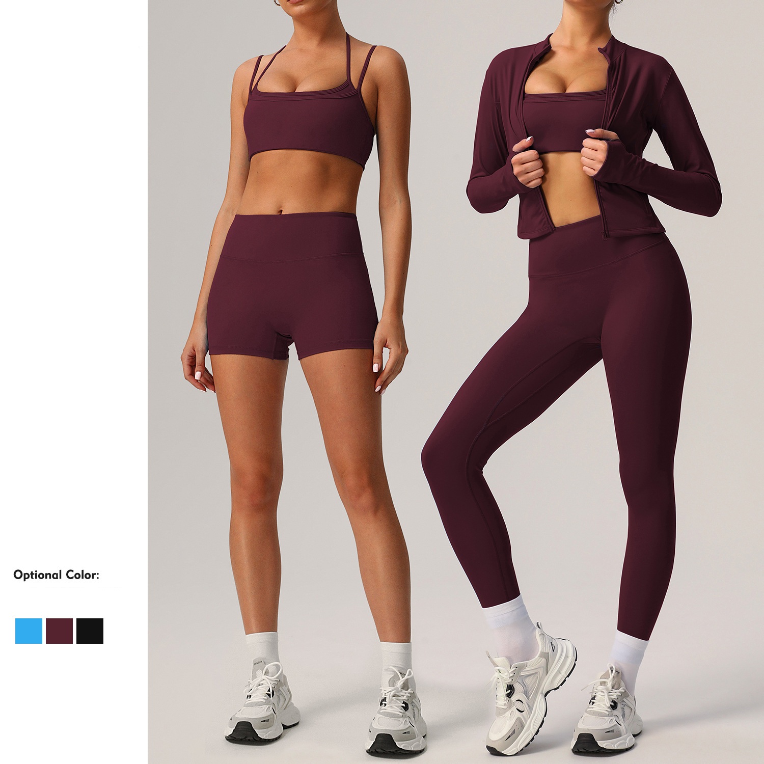 2025 4 Piece Sets Women Gym Wear Gym Fitness Sets Sports Zip Jacket Gym Fitness Yoga Set