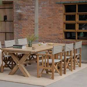 Silla de Director Plegable de Madera Maciza con Lona, Estilo Artístico Retro y Nostálgico, Muebles de Exterior para Patio, Camping, Portátil - Product Image 1