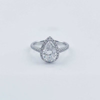Anello di Fidanzamento di Lusso a 5 Punte con Diamante Coltivato in Laboratorio, in Platino Pt950, per Donne