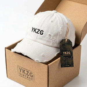 Gorra de béisbol de sarga vintage lavada de 6 paneles personalizada OEM/ODM con bordado 3D en relieve de leopardo y bordes desgastados de lujo con cierre de un solo botón - Product Image 2