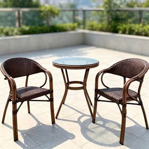 Chaise d'extérieur en aluminium et rotin PE, mobilier de loisirs, chaises de bistrot en rotin, ensemble de mobilier de jardin extérieur - Product Image 6