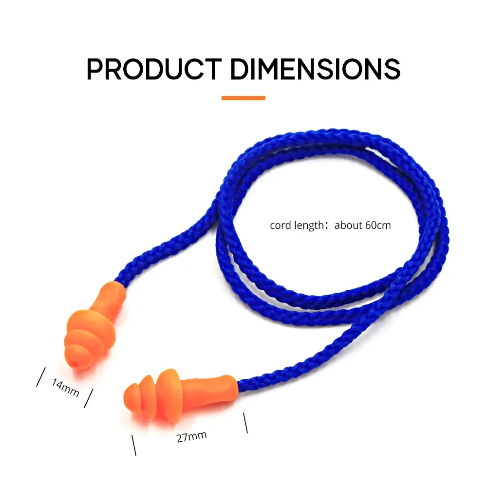 2024 Corded Reusable Ear Plugs Noise Reduction Construction Work Motorcycle EarPlugs with String Hunting Ear Hearing Protection