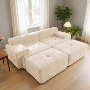 Sofá Seccional Modular con 2 Otomanas Móviles, Sofá Cama Acogedor Tipo Nube, Sofás sin Estructura para Sala de Estar, No Requiere Ensamblaje - Product Image 1