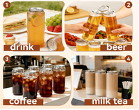 Boîtes transparentes en PET de haute qualité, fabriquées en Chine, avec couvercles à ouverture facile pour jus, café, lait, thé, boissons gazeuses, emballage en plastique.