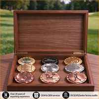 Marqueur de balle de golf en métal argenté personnalisé avec logo imprimé en sérigraphie, cadeau d'entreprise