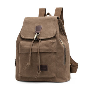 Custom Classic Retro Khaki Canvas <b>Backpack</b> <b>Women</b> <b>Travel</b> Leisure Rucksack Drawstring Custom <b>Women</b> <b>Backpack</b> - Product Image 1