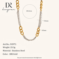 Collar de Eslabones Gruesos en Dos Tonos de Acero Inoxidable Chapado en Oro de 18K Dingran, Joyería de Moda para Mujer, Venta al Por Mayor