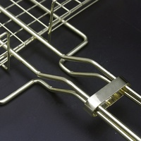 Panier de rôtisserie en métal plaqué or pour barbecue, grill pour légumes et viande, en bambou et charbon de bois, maille anti-UV, résistant à la corrosion, accessoire