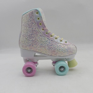 <span class=keywords><strong>Pattini</strong></span> a rotelle Vintage firmati punti <span class=keywords><strong>argento</strong></span> metallizzati e accenti di pizzo arcobaleno - Product Image 5