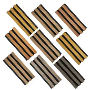 Internal Decorative Slat Wood Acoustic Wall Panels Slat Acoustic Wooden Polyester Panel For office