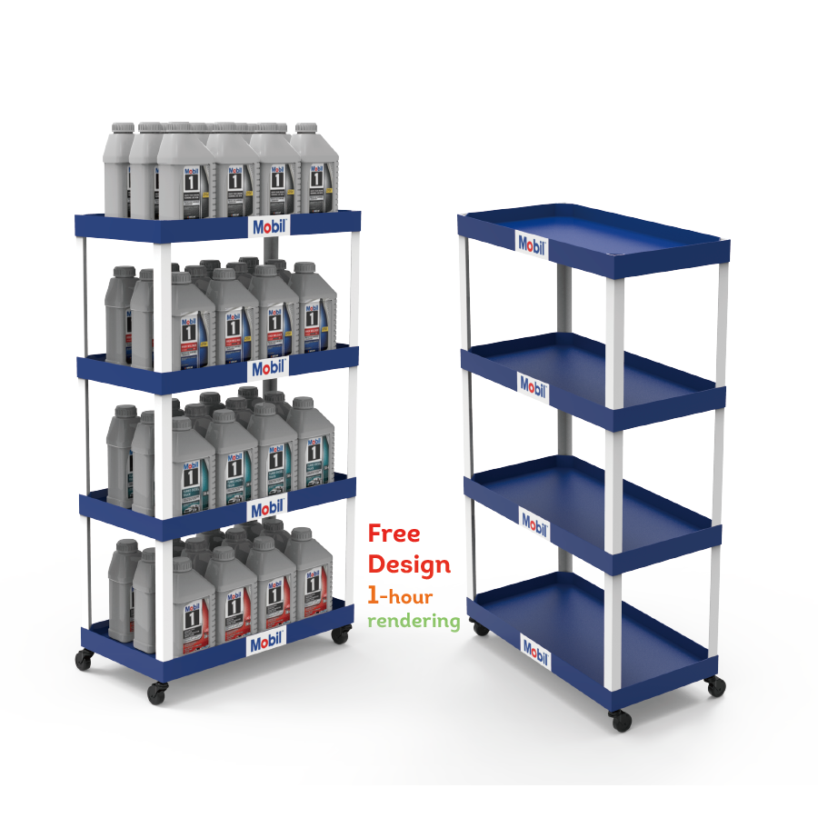 Apache Custom PVC Tool Display Stand for Motor Oil Supermarket Shelves for Auto Repair Shop and Retail Store Display