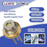 Diodo Láser Azul Violeta de 405nm y 1000mW Directo de Fábrica, Diodo Láser CW de 5.6mm para Proyección Láser y Almacenamiento de Luz Azul
