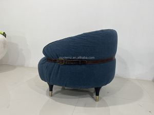 Sillón de Diseño Escandinavo de Mediados de Siglo, Sofá Individual Minimalista Azul, Sillas Decorativas de Ocio para Sala de Estar - Product Image 5