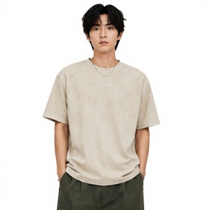 เสื้อยืดผู้ชายสีพื้นขนาดใหญ่ แขนสั้น คอกลม ผ้าฝ้ายเจอร์ซีย์ 100% ทรงลำลอง สีน้ำตาล - Product Image 5
