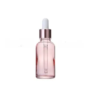 Frasco de óleo de vidro transparente de pêssego 10ml 20 cosméticos anel de ouro rosa dividido