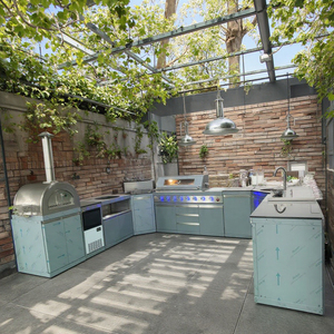 Cuisine d'été durable extérieure pour <span class=keywords><strong>piscine</strong></span>/jardin/bord de mer/<span class=keywords><strong>camping</strong></span> Barbecue de cuisine extérieure en acier inoxydable 304 en forme de L - Product Image 2