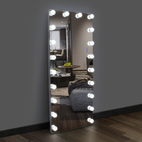 Miroir sur pied intelligent à écran tactile pleine longueur pour salon de coiffure, avec éclairage LED, cadre en aluminium, miroir décoratif fait main