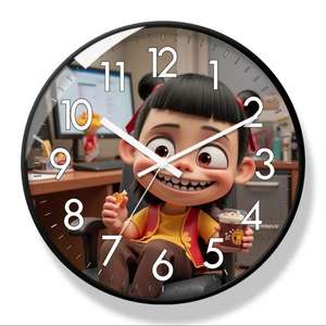卸売カスタム新作クリエイティブアニメ哪吒2魔法少年海の世界プラスチック静音子供用壁掛け時計（家庭用、結婚祝い、退職祝い） - Product Image 5