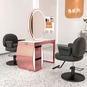 Toptan saç salonu mobilyası kuaför istasyonu Styling ayna dekorasyon kuaför makyaj aynası