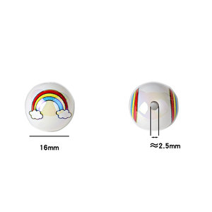 16mm Double-sided Printed <b>Acrylic</b> rainbow Cloud <b>Beads</b> DIY Mobile Phone Chain Pendant Car Hook Keychain Chain Accessory Colorful - Product Image 2