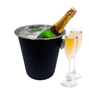 Seau à glace en acier inoxydable noir 4 litres avec poignées pour refroidir le champagne - Product Image 6