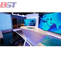 Table de diffusion radio personnalisée en pierre artificielle blanche avec éclairage LED