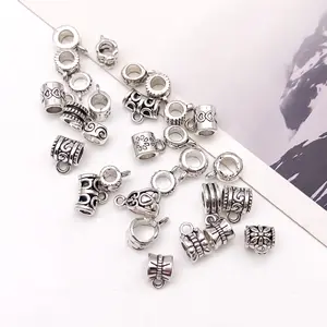 Jewelry Findings,Antique Silver Alloy Metal Charm Clip Clasp Bail Beads Hanging Connectors For DIY Bracelet