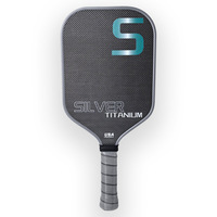 Raquette de pickleball hybride Elite Titanium Silver Carbon Fiber 16 mm, finition mate, haute puissance explosive avec excellent coefficient de friction